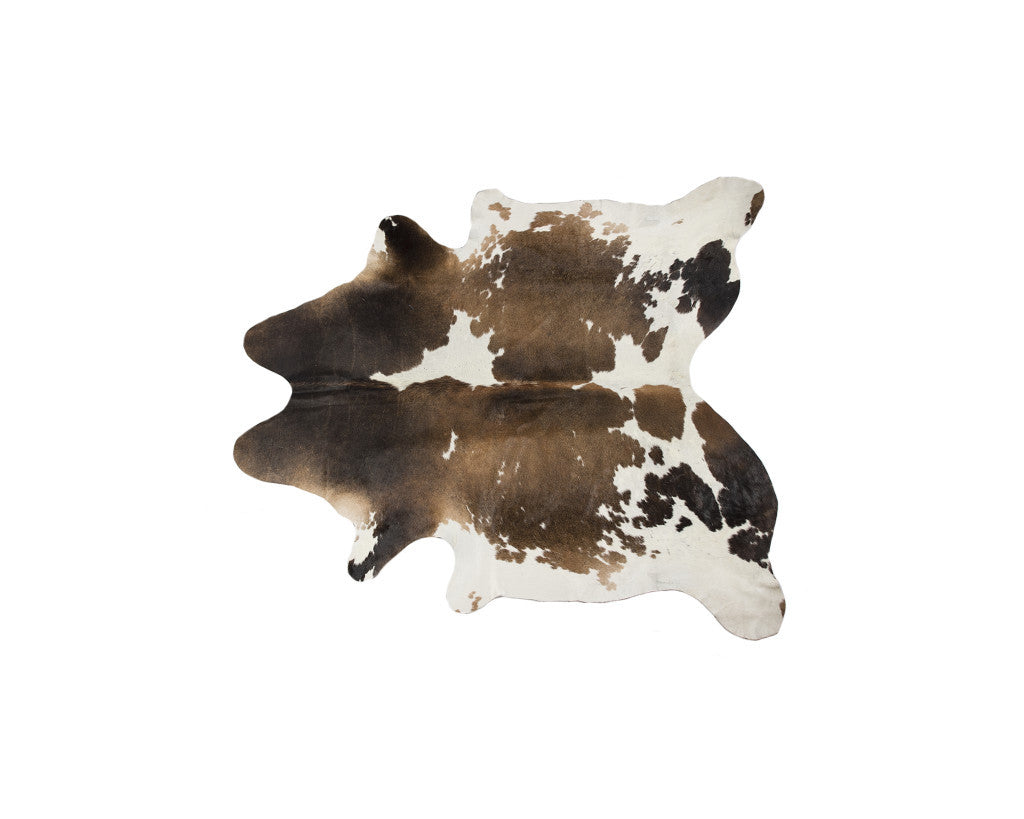 5 x 7 Light Brown & White Cowhide Hand Knotted Rug