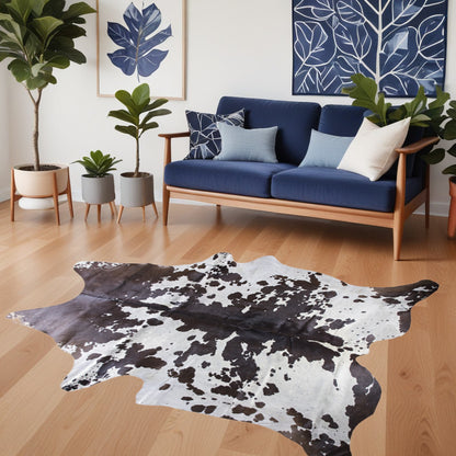 5 x 7 Brown & White Cowhide Hand Knotted Rug