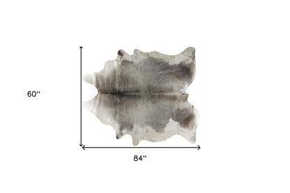 5 x 7 Gray & White Cowhide Hand Knotted Rug