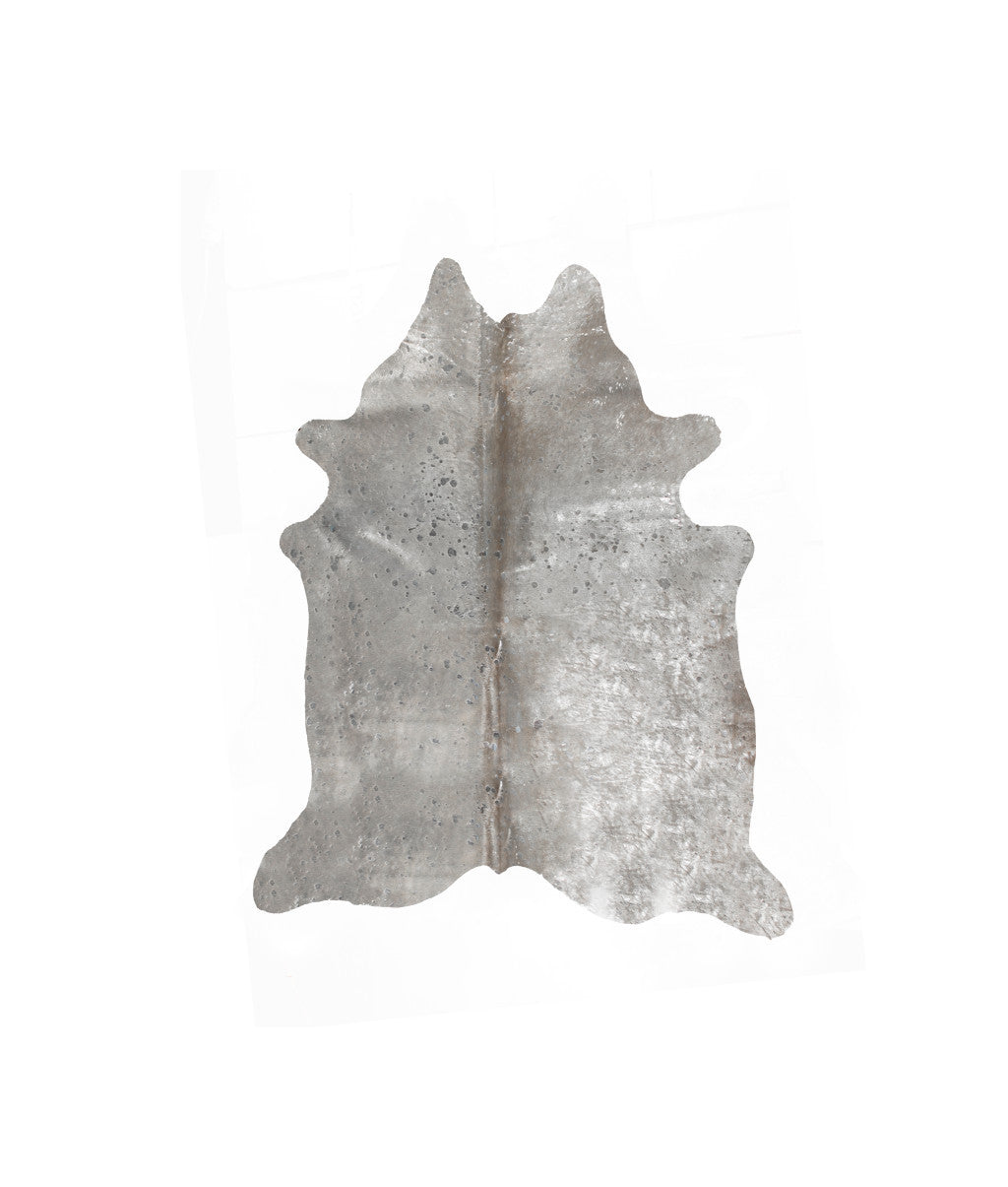 5 x 7 Gray & Silver Genuine Cowhide Hand Knotted Rug