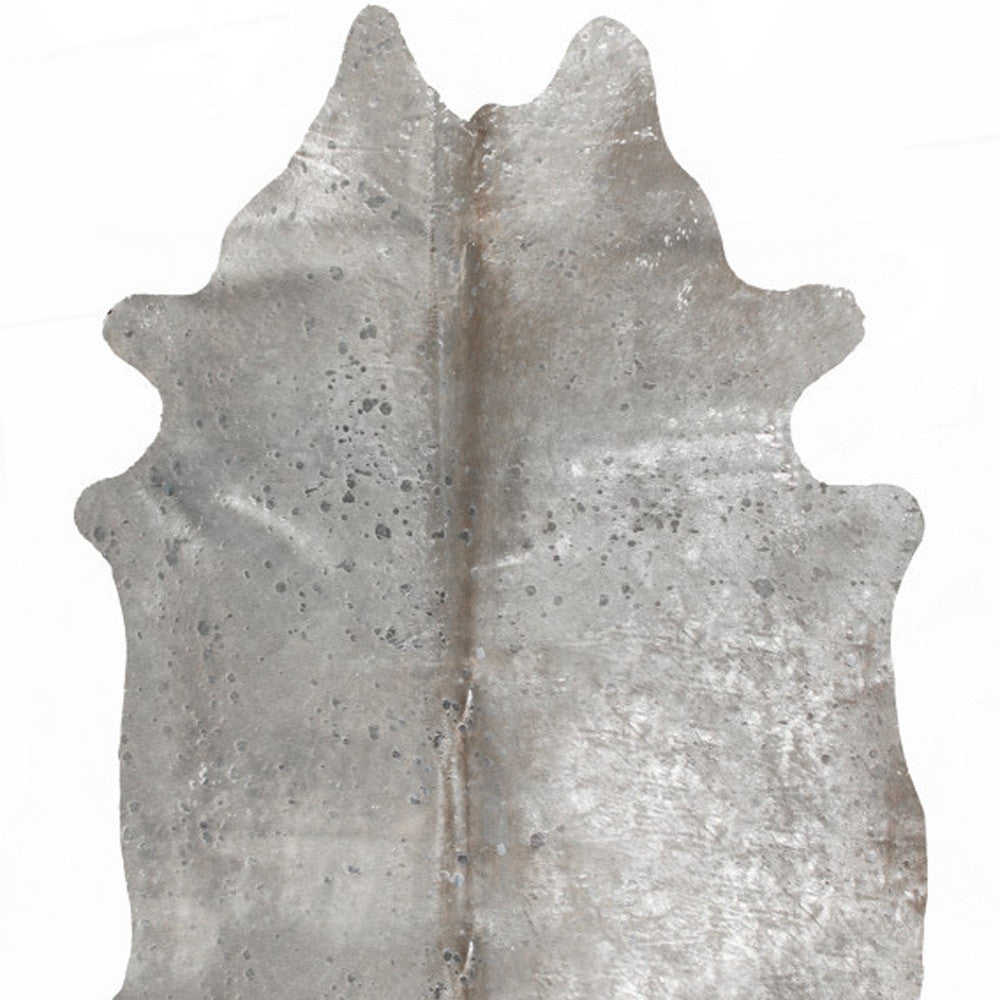 5 x 7 Gray & Silver Genuine Cowhide Hand Knotted Rug