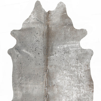 5 x 7 Gray & Silver Genuine Cowhide Hand Knotted Rug