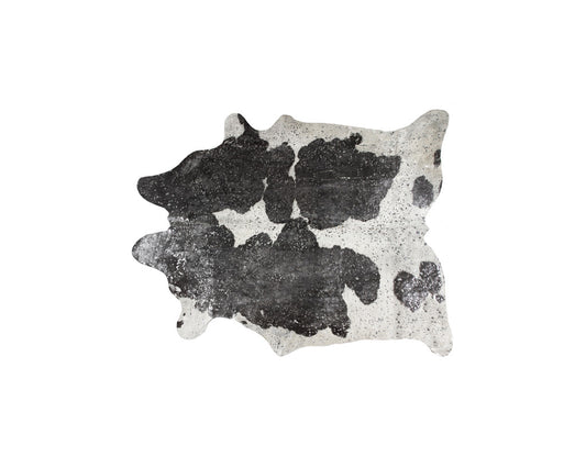 5 x 7 Black & White Cowhide Hand Knotted Rug