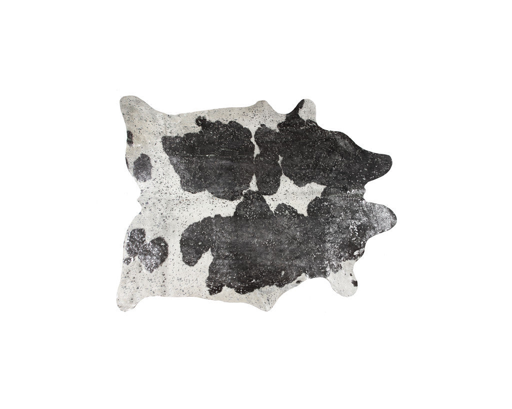 5 x 7 Black & White Cowhide Hand Knotted Rug