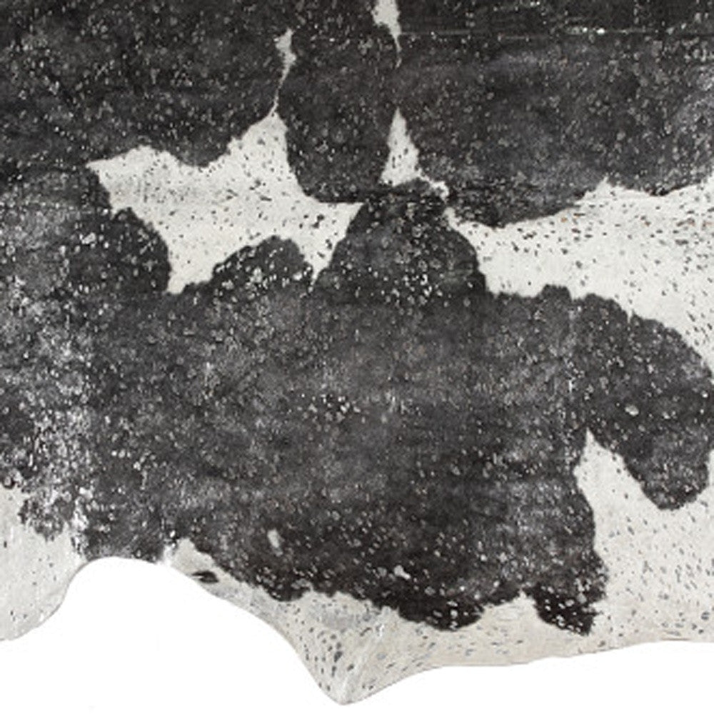 5 x 7 Black & White Cowhide Hand Knotted Rug