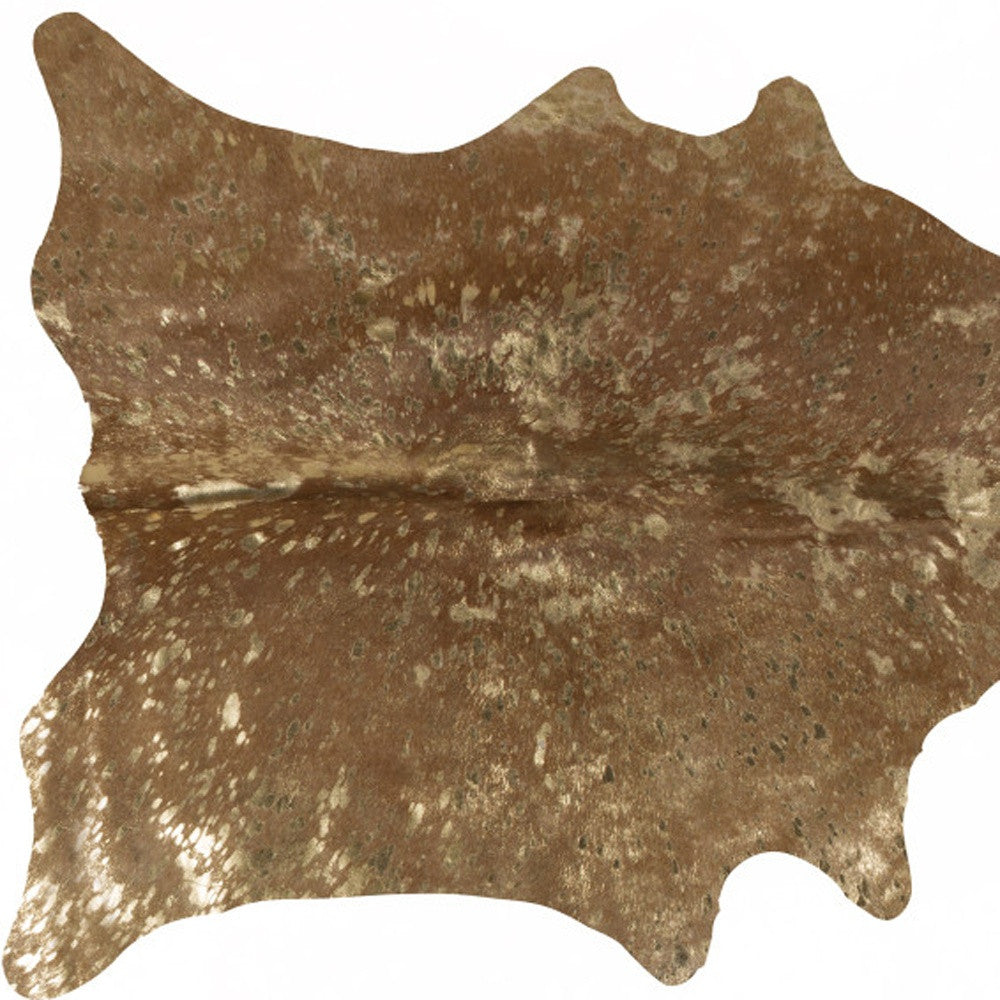 5 x 7 Gold & Brown Cowhide Hand Knotted Rug