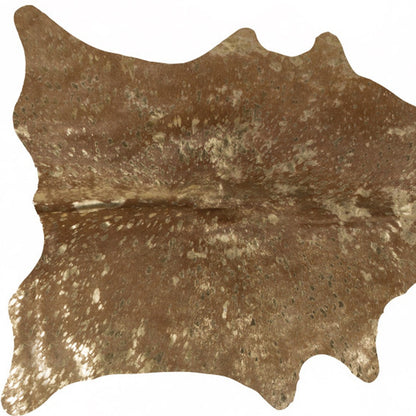 5 x 7 Gold & Brown Cowhide Hand Knotted Rug