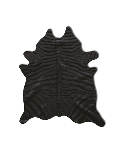 5 x 7 Black Cowhide Hand Knotted Rug