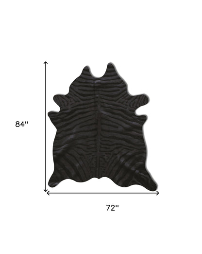 5 x 7 Black Cowhide Hand Knotted Rug