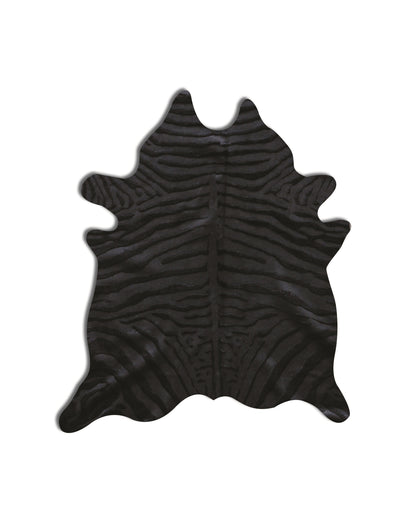 5 x 7 Black Cowhide Hand Knotted Rug