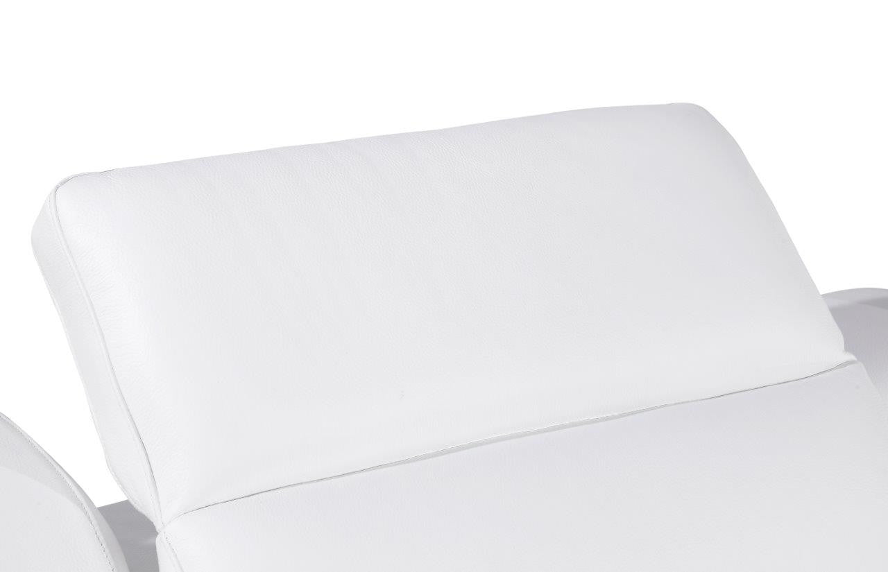 White Italian Leather L Shaped 5 Piece Sectional