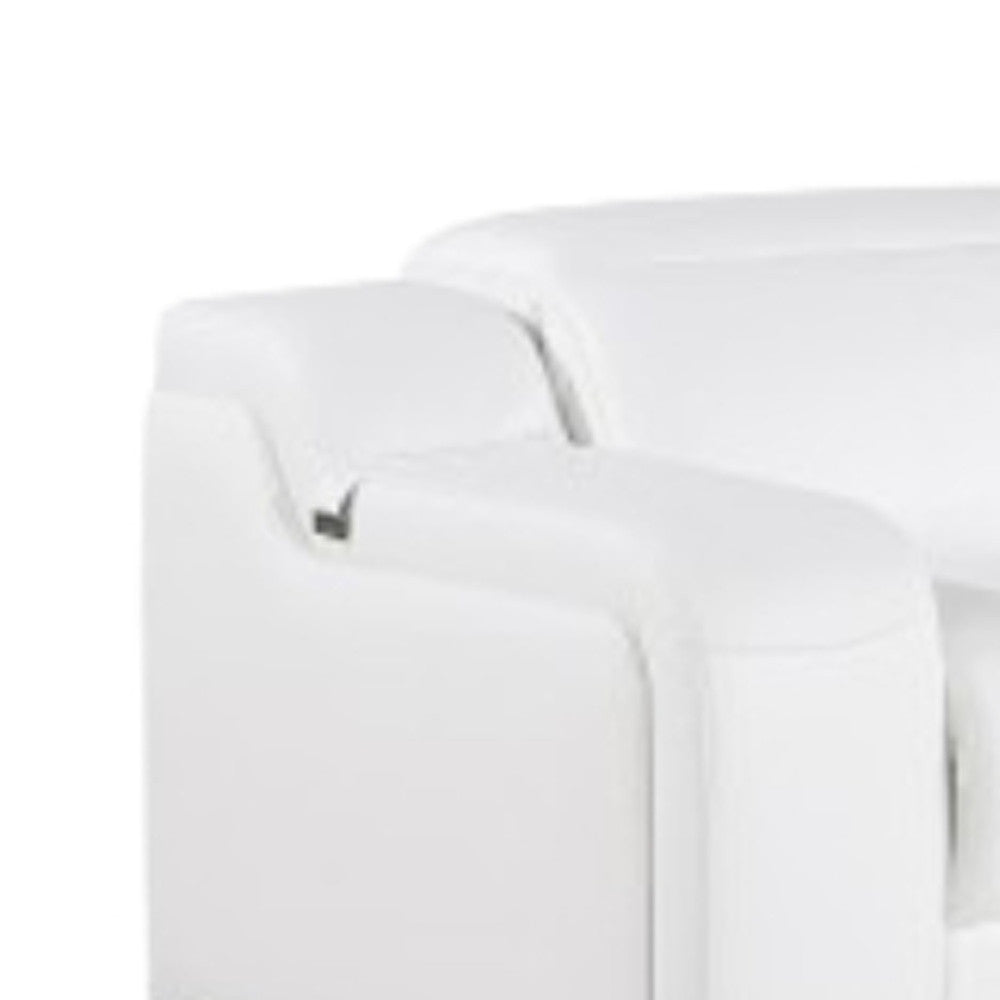 White Italian Leather L Shaped 5 Piece Sectional