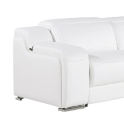 White Italian Leather L Shaped 5 Piece Sectional