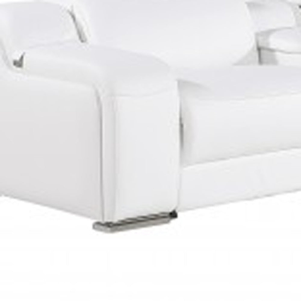 White Italian leather L shaped Seven Piece Sectional w/ Console