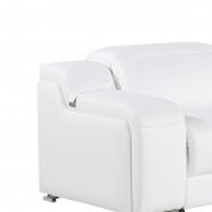 White Italian leather L shaped Seven Piece Sectional w/ Console
