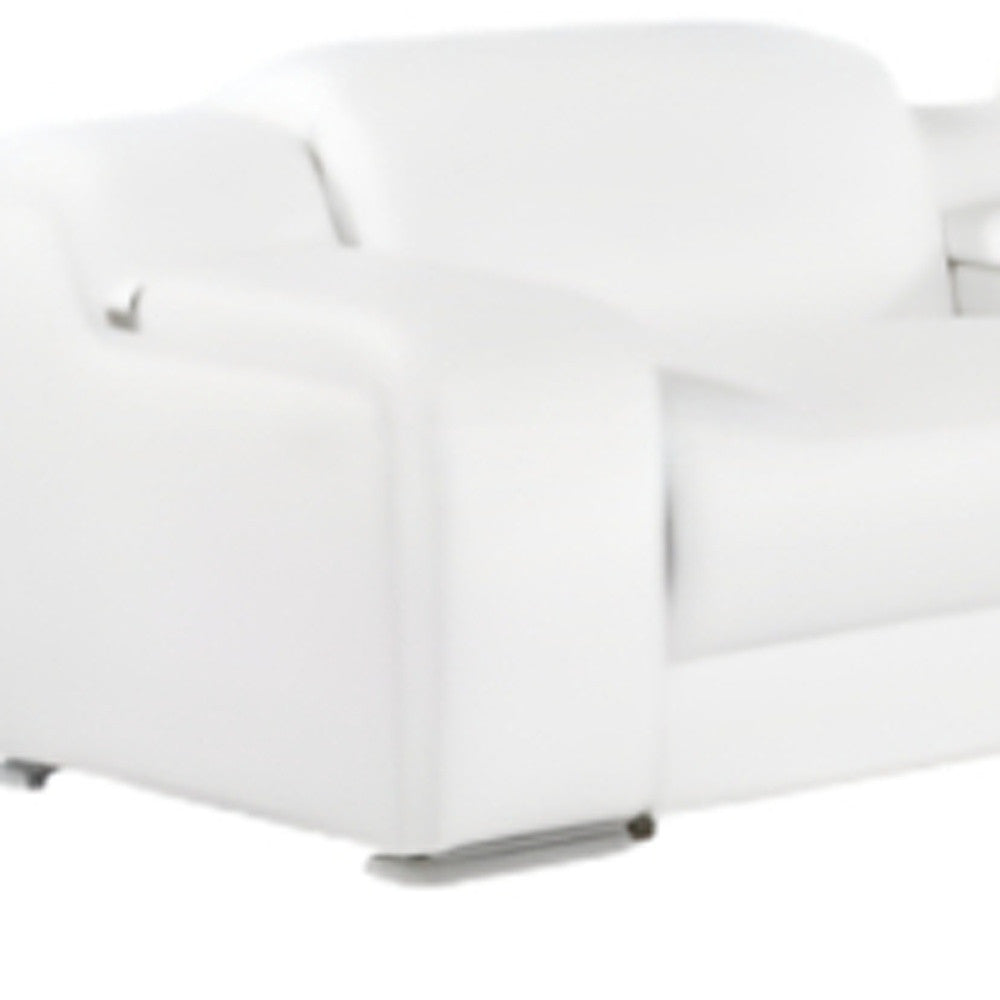 White Italian Leather L Shaped 8 Piece Sectional w/ Console