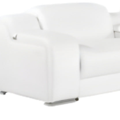 White Italian Leather L Shaped 8 Piece Sectional w/ Console