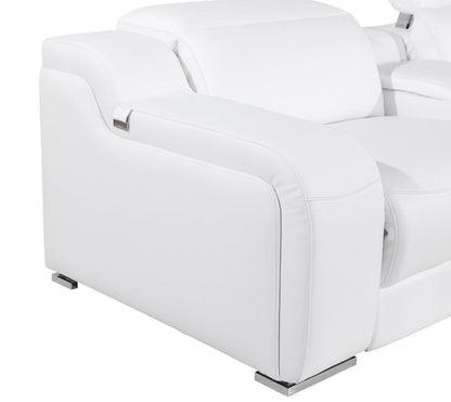 White Italian Leather 4 L Shaped 8 Piece Sectional w/ Console