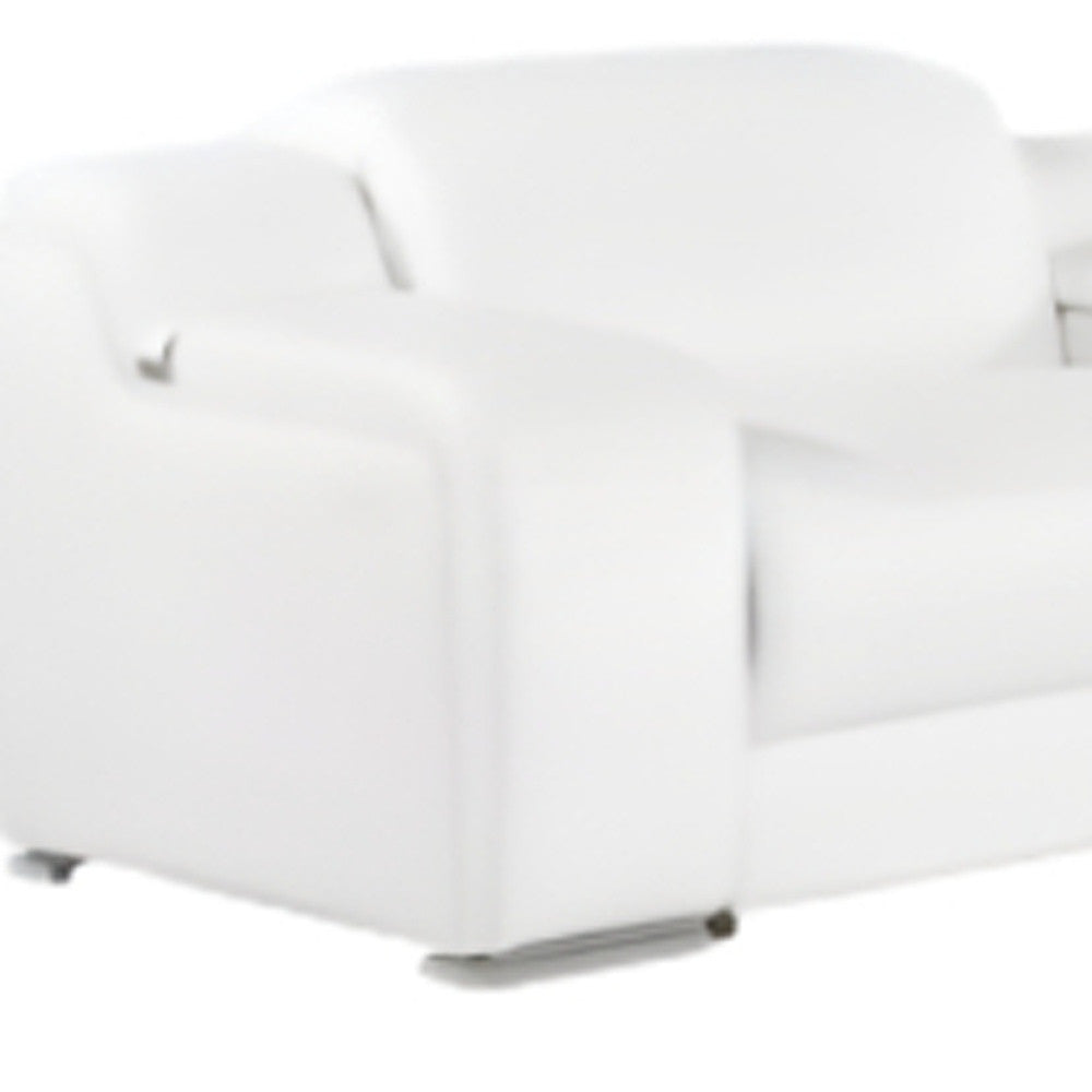 White Italian Leather 4 L Shaped 8 Piece Sectional w/ Console