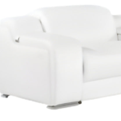 White Italian Leather 4 L Shaped 8 Piece Sectional w/ Console