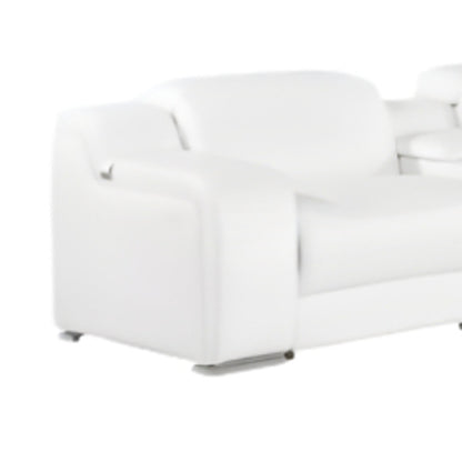 White Italian Leather 4 L Shaped 8 Piece Sectional w/ Console