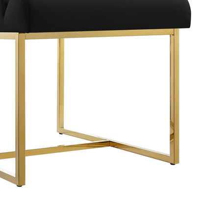 Tufted Black & Gold Faux Leather Dining Chair - Set of 2