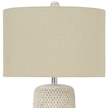 Cream Geometric Table Lamp w/ Shade