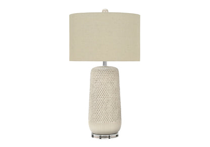 Cream Geometric Table Lamp w/ Shade
