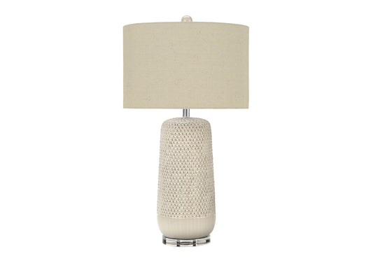 Cream Geometric Table Lamp w/ Shade