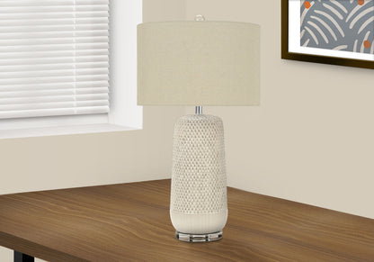 Cream Geometric Table Lamp w/ Shade