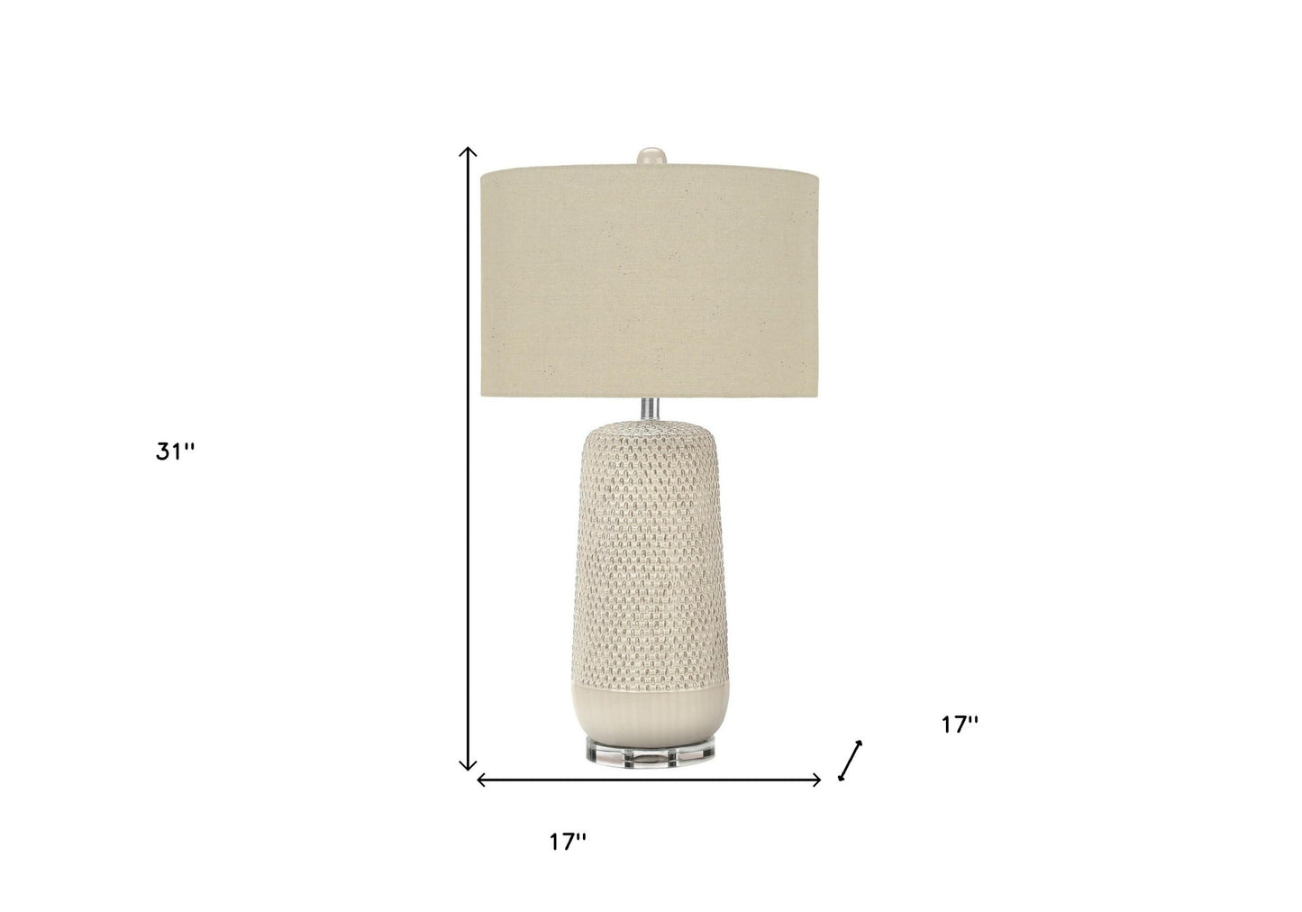 Cream Geometric Table Lamp w/ Shade