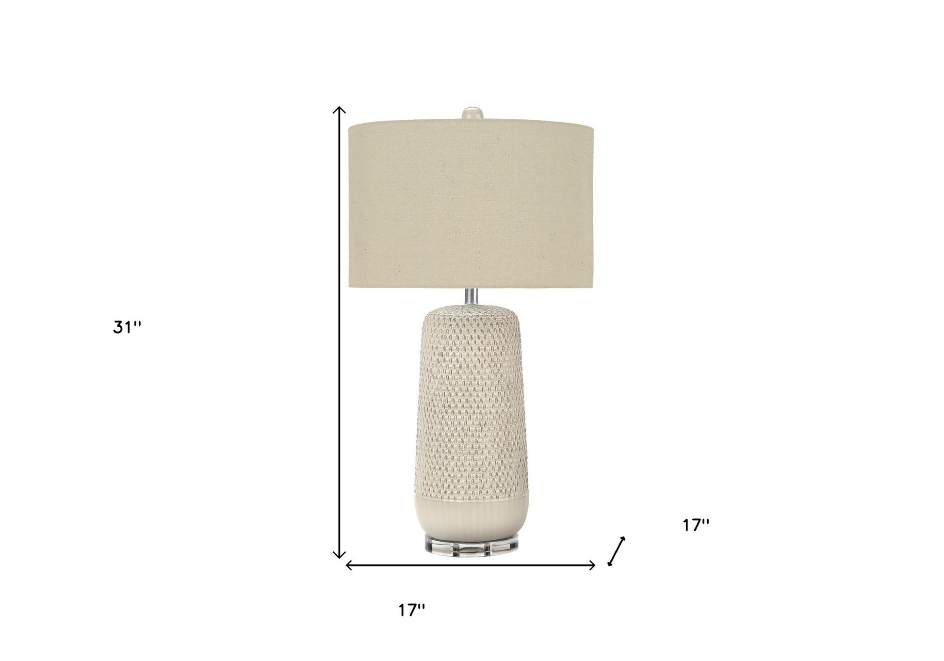Cream Geometric Table Lamp w/ Shade