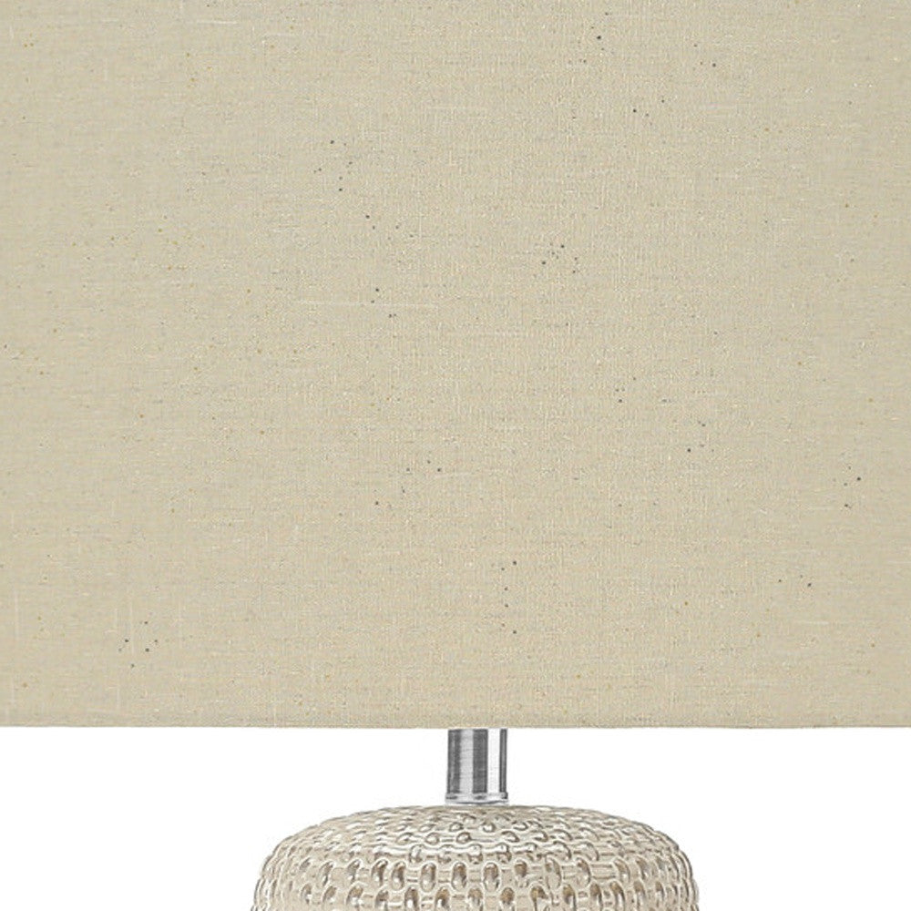 Cream Geometric Table Lamp w/ Shade