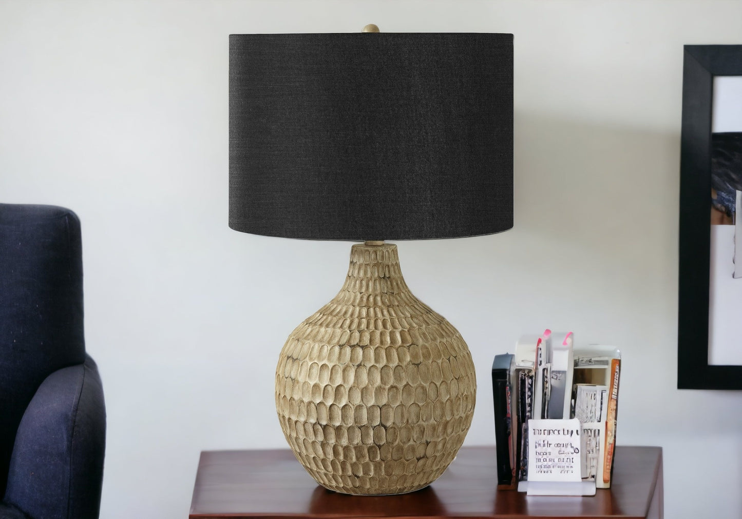 Brown Geometric Table Lamp w/ Shade