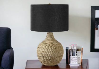 Brown Geometric Table Lamp w/ Shade