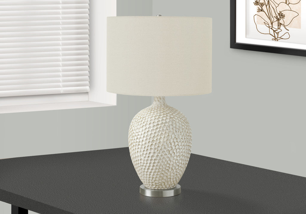 White & Silver Table Lamp w/ Shade