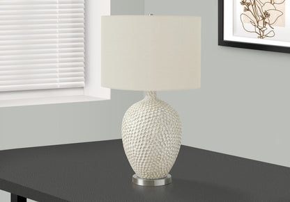 White & Silver Table Lamp w/ Shade