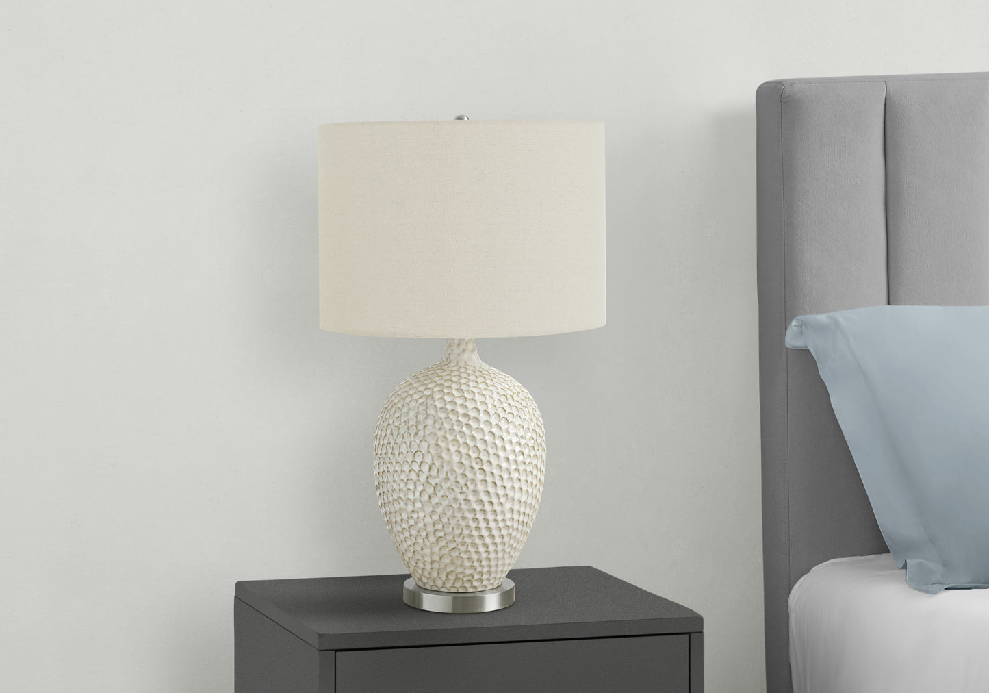 White & Silver Table Lamp w/ Shade