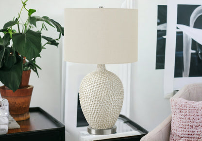 White & Silver Table Lamp w/ Shade