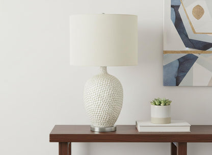 White & Silver Table Lamp w/ Shade