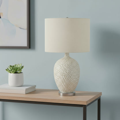 White & Silver Table Lamp w/ Shade