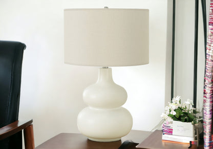 Cream Gourd Table Lamp w/ Shade