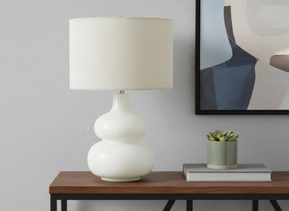 Cream Gourd Table Lamp w/ Shade