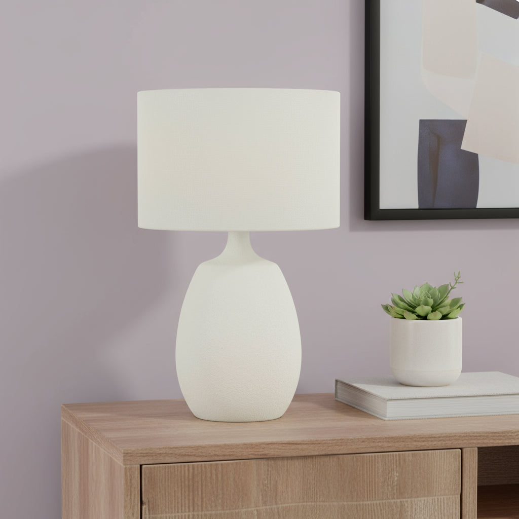 Cream Gourd Table Lamp w/ Shade