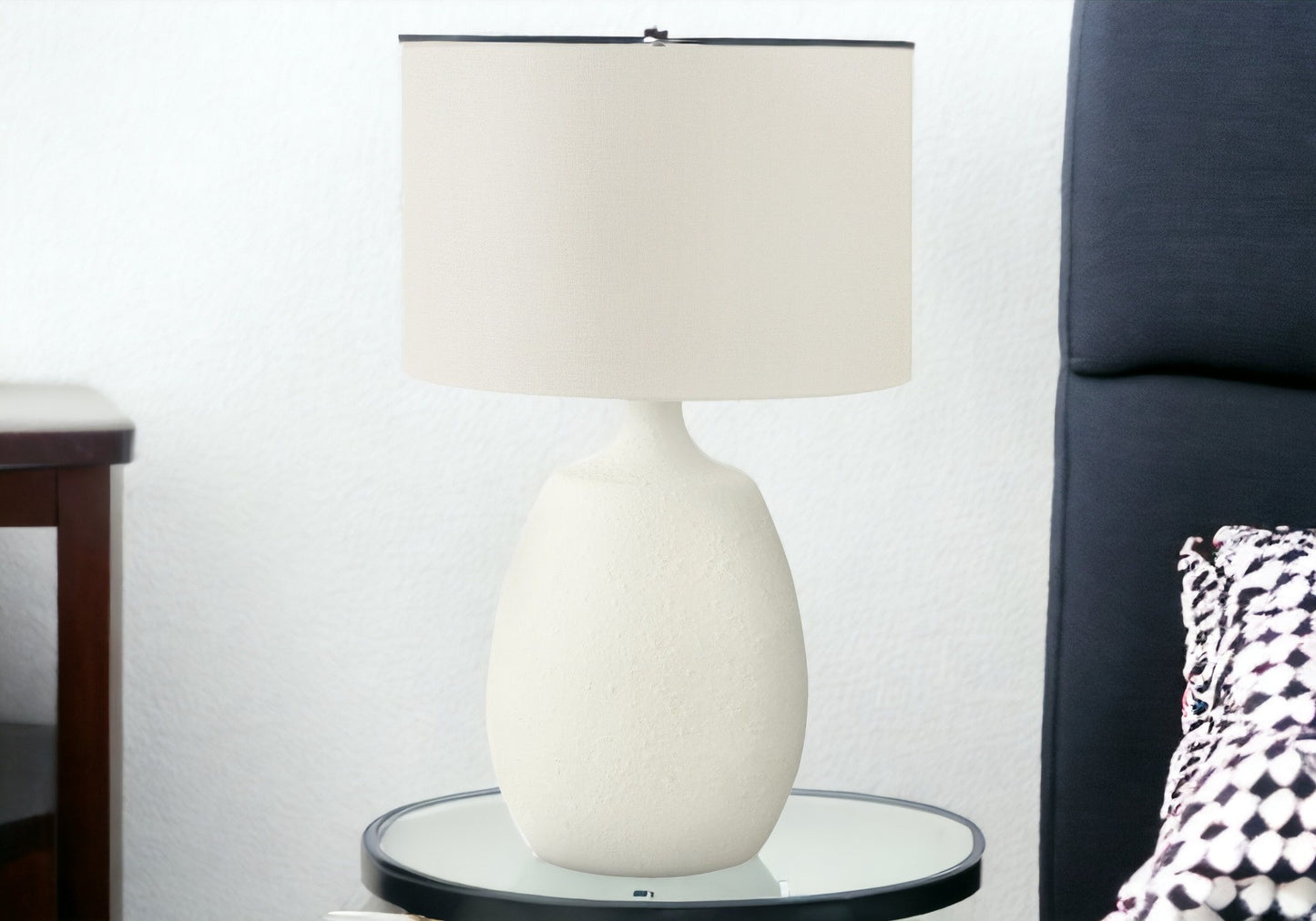 Cream Gourd Table Lamp w/ Shade