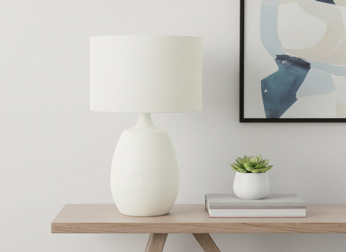 Cream Gourd Table Lamp w/ Shade
