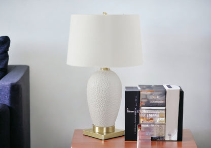Gold & White Urn Table Lamp w/ Shade