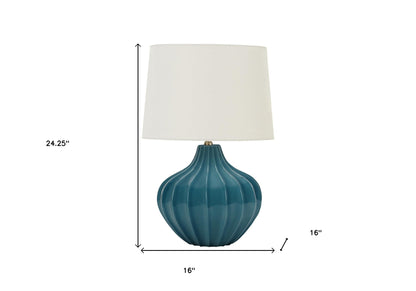 Blue Gourd Table Lamp w/ Shade