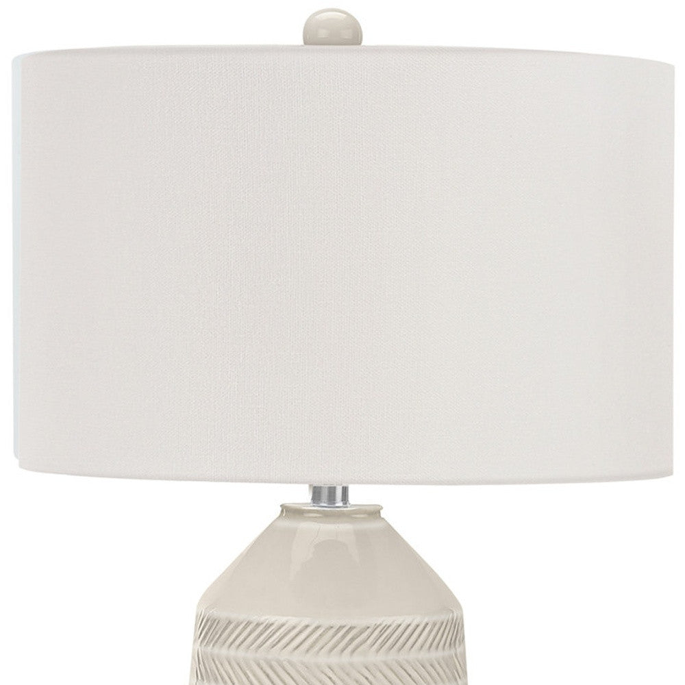Ivory Geometric Table Lamp w/ Shade
