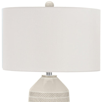 Ivory Geometric Table Lamp w/ Shade